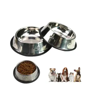 Paw Stainless Steel Pet Dog Bowl Feeder Skidproof Anti-ant Shape Cat Dog Bowls Food Accessories Pet Supplies 6 Sizes